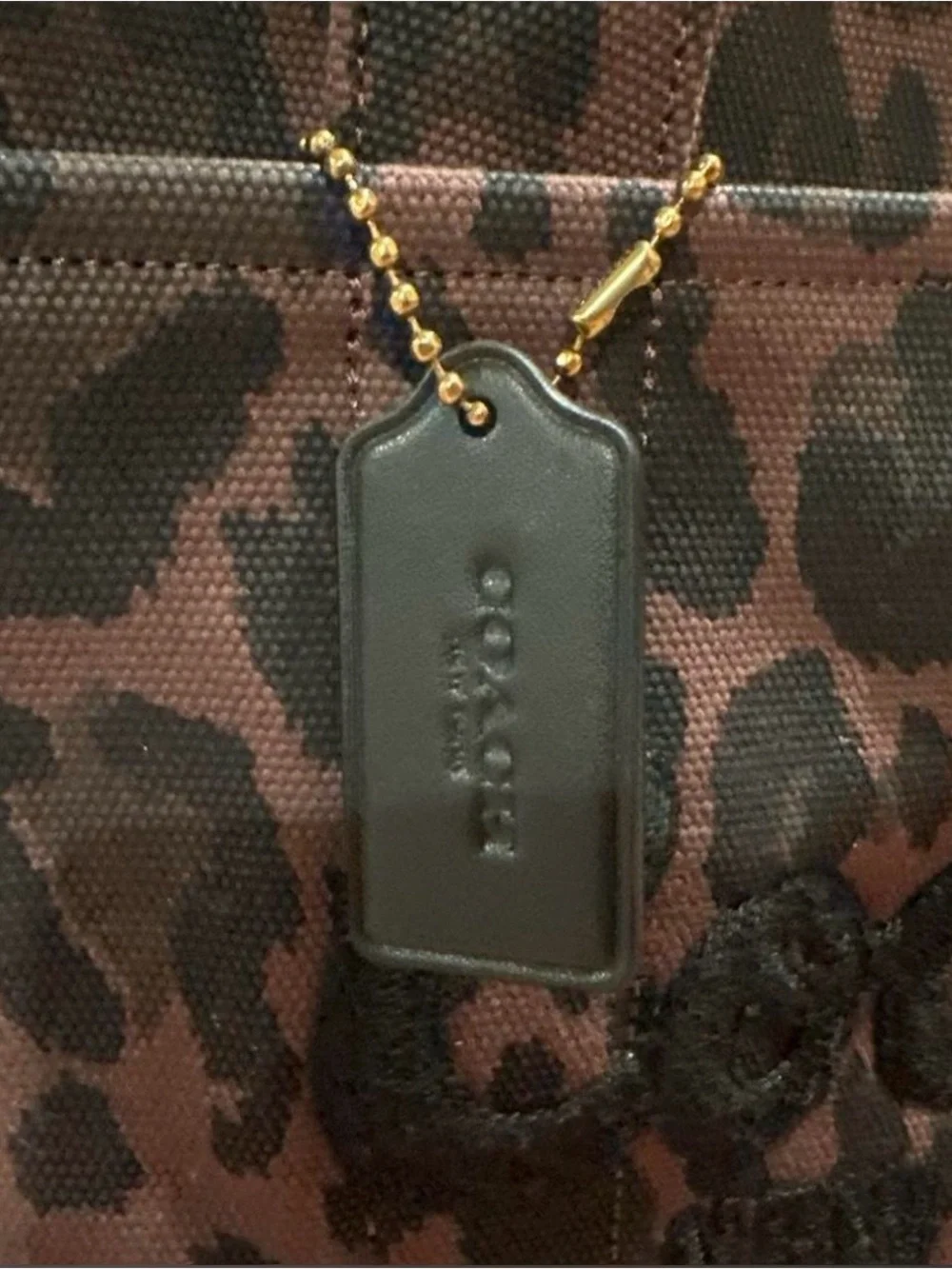 Coach Cargo Canvas Tote Bag in Dark Brown Leopard
